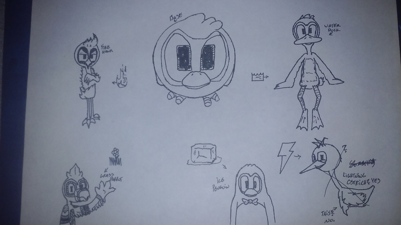 Fire: Hawk, Water: Duck, Plant: Parrot, Ice: Penguin, Electric: Ostrich, the rest: TBD